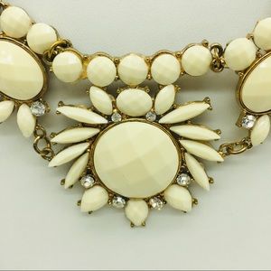 J. Crew Inspired Ivory Off White Rhinestone Fashion Bib  Statement Necklace J68